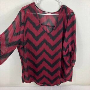 Womens Free 2 Luv Sheer Tunic‎ Blouse 2X
